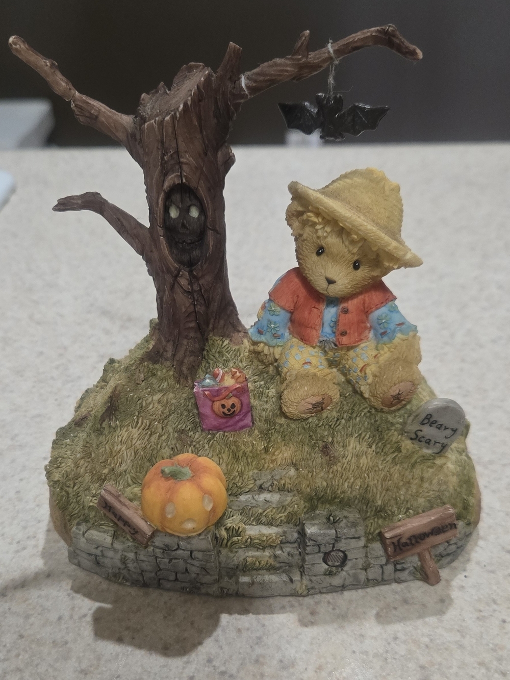 Cherished Teddies Halloween Bear Figurine in Yellow, Orange, Brown